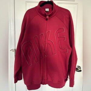 Nike Burgundy Track Jacket Distressed Letters "NIKE" Size L